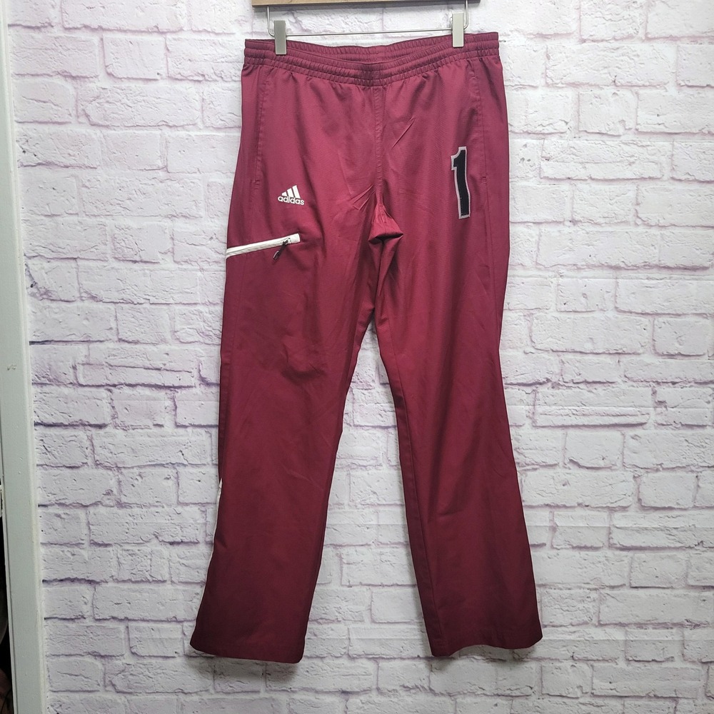Adidas Womens Team‎ Sport Woven Wind Pants Size S #1 Maroon Zip Pocket Track